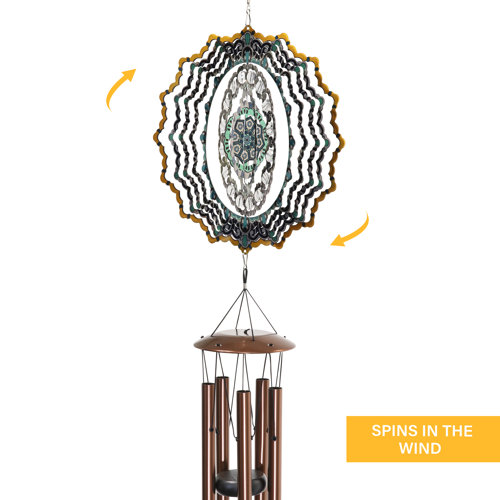 Exhart ArtInMotion Laser Cut Metal Starburst Wind Chime Spinner with